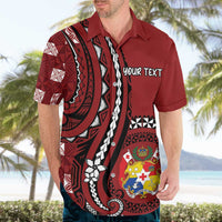 Personalized Tonga Ngatu Hawaiian Shirt Iconic Red Manulua Motifs
