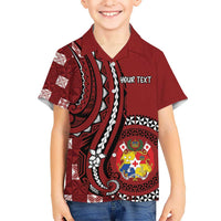 Personalized Tonga Ngatu Kid Hawaiian Shirt Iconic Red Manulua Motifs LT7 Kid Red - Polynesian Pride