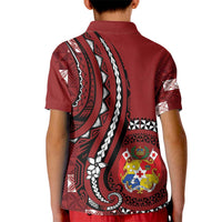 Personalized Tonga Ngatu Kid Polo Shirt Iconic Red Manulua Motifs LT7 - Polynesian Pride
