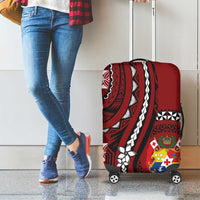 Tonga Ngatu Luggage Cover Iconic Red Manulua Motifs LT7 - Polynesian Pride