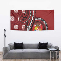 Tonga Ngatu Tapestry Iconic Red Manulua Motifs