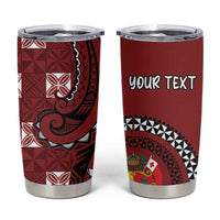 Personalized Tonga Ngatu Tumbler Cup Iconic Red Manulua Motifs