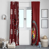 Tonga Ngatu Window Curtain Iconic Red Manulua Motifs
