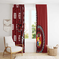 Tonga Ngatu Window Curtain Iconic Red Manulua Motifs