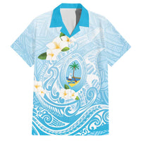 Guam Fishhook Mix Guasali Flowers Family Matching Off Shoulder Short Dress and Hawaiian Shirt Dreaming Turquoise LT7 Dad's Shirt - Short Sleeve Turquoise - Polynesian Pride