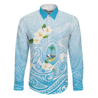 Guam Fishhook Mix Guasali Flowers Family Matching Off Shoulder Short Dress and Hawaiian Shirt Dreaming Turquoise LT7 Dad's Shirt - Long Sleeve Turquoise - Polynesian Pride