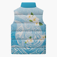 Guam Fishhook Mix Guasali Flowers Sleeveless Puffer Jacket Dreaming Turquoise LT7 - Polynesian Pride