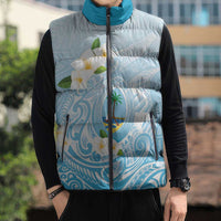 Guam Fishhook Mix Guasali Flowers Sleeveless Puffer Jacket Dreaming Turquoise LT7 - Polynesian Pride