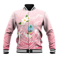 Guam Fishhook Mix Guasali Flowers Baseball Jacket Dreaming Coral