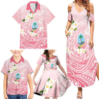 Guam Fishhook Mix Guasali Flowers Family Matching Summer Maxi Dress and Hawaiian Shirt Dreaming Coral