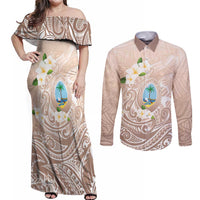 Guam Fishhook Mix Guasali Flowers Couples Matching Off Shoulder Maxi Dress and Long Sleeve Button Shirt Dreaming Hazel