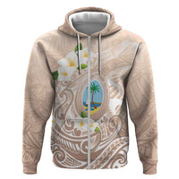 Guam Fishhook Mix Guasali Flowers Zip Hoodie Dreaming Hazel LT7 Zip Hoodie Beige - Polynesian Pride