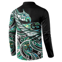 Maori Matariki - Manaia Button Sweatshirt Emerald Paua Shell