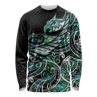 Maori Matariki - Manaia Long Sleeve Shirt Emerald Paua Shell LT7 Unisex Green - Polynesian Pride