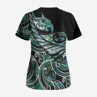 Maori Matariki - Manaia Scrub Top Emerald Paua Shell