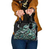 Maori Matariki - Manaia Shoulder Handbag Emerald Paua Shell
