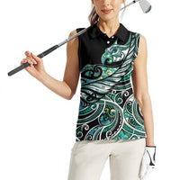 Maori Matariki - Manaia Women Sleeveless Polo Shirt Emerald Paua Shell LT7 - Polynesian Pride