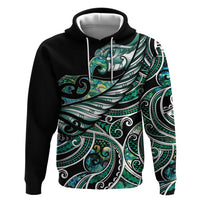 Maori Matariki - Manaia Zip Hoodie Emerald Paua Shell LT7 Pullover Hoodie Green - Polynesian Pride