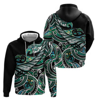 Maori Matariki - Manaia Zip Hoodie Emerald Paua Shell LT7 - Polynesian Pride