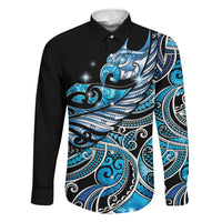 Maori Matariki - Manaia Family Matching Long Sleeve Bodycon Dress and Hawaiian Shirt Galaxy Blue Paua Shell