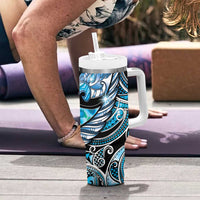 Maori Matariki - Manaia Tumbler With Handle Galaxy Blue Paua Shell