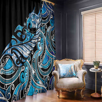 Maori Matariki - Manaia Window Curtain Galaxy Blue Paua Shell