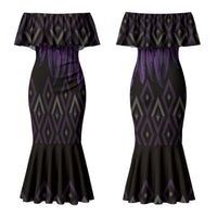 Aotearoa Maori Ngati Porou Iwi Couples Matching Mermaid Dress and Long Sleeve Button Shirt Korowai Tukutuku Kaokao Motifs