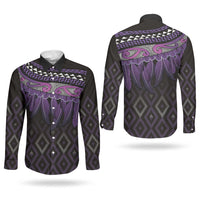Aotearoa Maori Ngati Porou Iwi Couples Matching Off The Shoulder Long Sleeve Dress and Long Sleeve Button Shirt Korowai Tukutuku Kaokao Motifs
