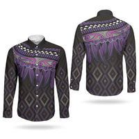 Aotearoa Maori Ngati Porou Iwi Couples Matching Puletasi and Long Sleeve Button Shirt Korowai Tukutuku Kaokao Motifs