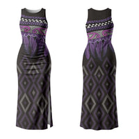 Aotearoa Maori Ngati Porou Iwi Couples Matching Tank Maxi Dress and Long Sleeve Button Shirt Korowai Tukutuku Kaokao Motifs