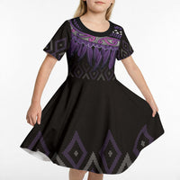 Aotearoa Maori Ngati Porou Iwi Kid Short Sleeve Dress Korowai Tukutuku Kaokao Motifs