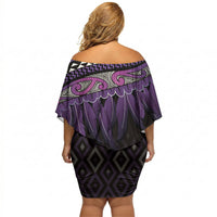 Aotearoa Maori Ngati Porou Iwi Off Shoulder Short Dress Korowai Tukutuku Kaokao Motifs