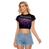 Aotearoa Maori Ngati Porou Iwi Raglan Cropped T Shirt Korowai Tukutuku Kaokao Motifs