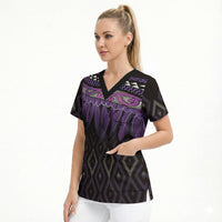 Aotearoa Maori Ngati Porou Iwi Scrub Top Korowai Tukutuku Kaokao Motifs