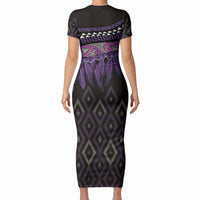 Aotearoa Maori Ngati Porou Iwi Short Sleeve Bodycon Dress Korowai Tukutuku Kaokao Motifs