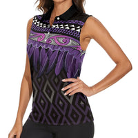 Aotearoa Maori Ngati Porou Iwi Women Sleeveless Polo Shirt Korowai Tukutuku Kaokao Motifs