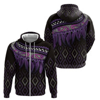 Aotearoa Maori Ngati Porou Iwi Zip Hoodie Korowai Tukutuku Kaokao Motifs