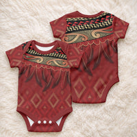 Aotearoa Maori Waikato Tainui Iwi Baby Onesie Korowai Tukutuku Kaokao Motifs