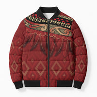 Aotearoa Maori Waikato Tainui Iwi Bomber Puffer Jacket Korowai Tukutuku Kaokao Motifs