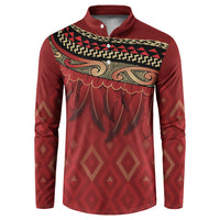 Aotearoa Maori Waikato Tainui Iwi Button Sweatshirt Korowai Tukutuku Kaokao Motifs