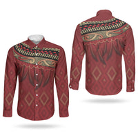 Aotearoa Maori Waikato Tainui Iwi Couples Matching Off Shoulder Maxi Dress and Long Sleeve Button Shirt Korowai Tukutuku Kaokao Motifs