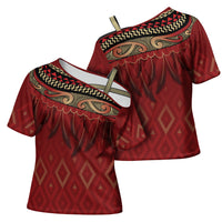 Aotearoa Maori Waikato Tainui Iwi Cross Shoulder Shirt Korowai Tukutuku Kaokao Motifs