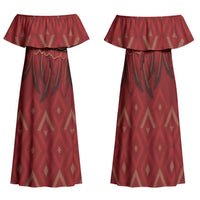 Aotearoa Maori Waikato Tainui Iwi Family Matching Off Shoulder Maxi Dress and Hawaiian Shirt Korowai Tukutuku Kaokao Motifs