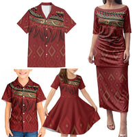 Aotearoa Maori Waikato Tainui Iwi Family Matching Puletasi and Hawaiian Shirt Korowai Tukutuku Kaokao Motifs