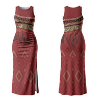 Aotearoa Maori Waikato Tainui Iwi Family Matching Tank Maxi Dress and Hawaiian Shirt Korowai Tukutuku Kaokao Motifs