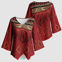 Aotearoa Maori Waikato Tainui Iwi Kimono Sleeve Blouse Korowai Tukutuku Kaokao Motifs