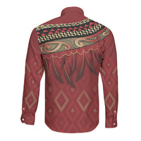 Aotearoa Maori Waikato Tainui Iwi Long Sleeve Button Shirt Korowai Tukutuku Kaokao Motifs
