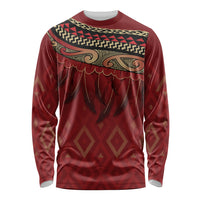 Aotearoa Maori Waikato Tainui Iwi Long Sleeve Shirt Korowai Tukutuku Kaokao Motifs