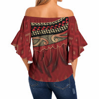Aotearoa Maori Waikato Tainui Iwi Off Shoulder Wrap Waist Top Korowai Tukutuku Kaokao Motifs
