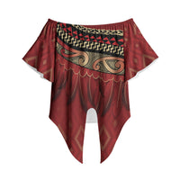 Aotearoa Maori Waikato Tainui Iwi Off Shoulder Wrap Waist Top Korowai Tukutuku Kaokao Motifs